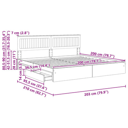 Bedframe met lade Grijs Sonoma 200 x 200 cm Bewerkt hout