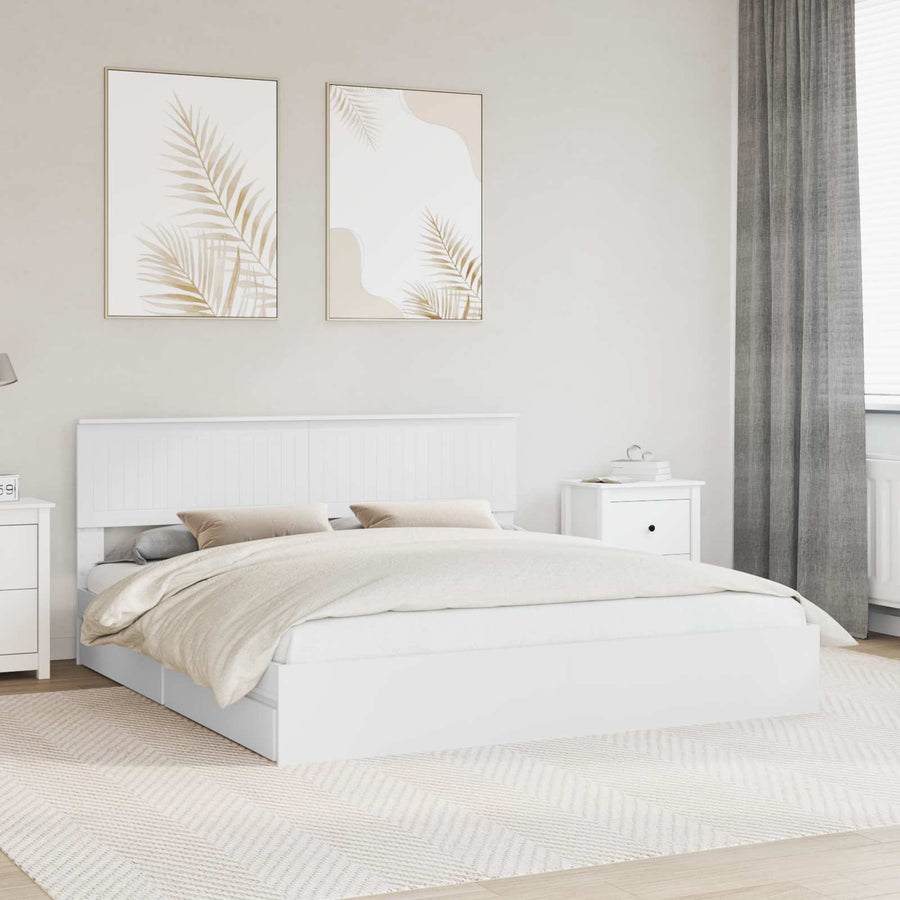 Opslag bed met hoofdeinde Wit 180 x 200 cm Bewerkt hout