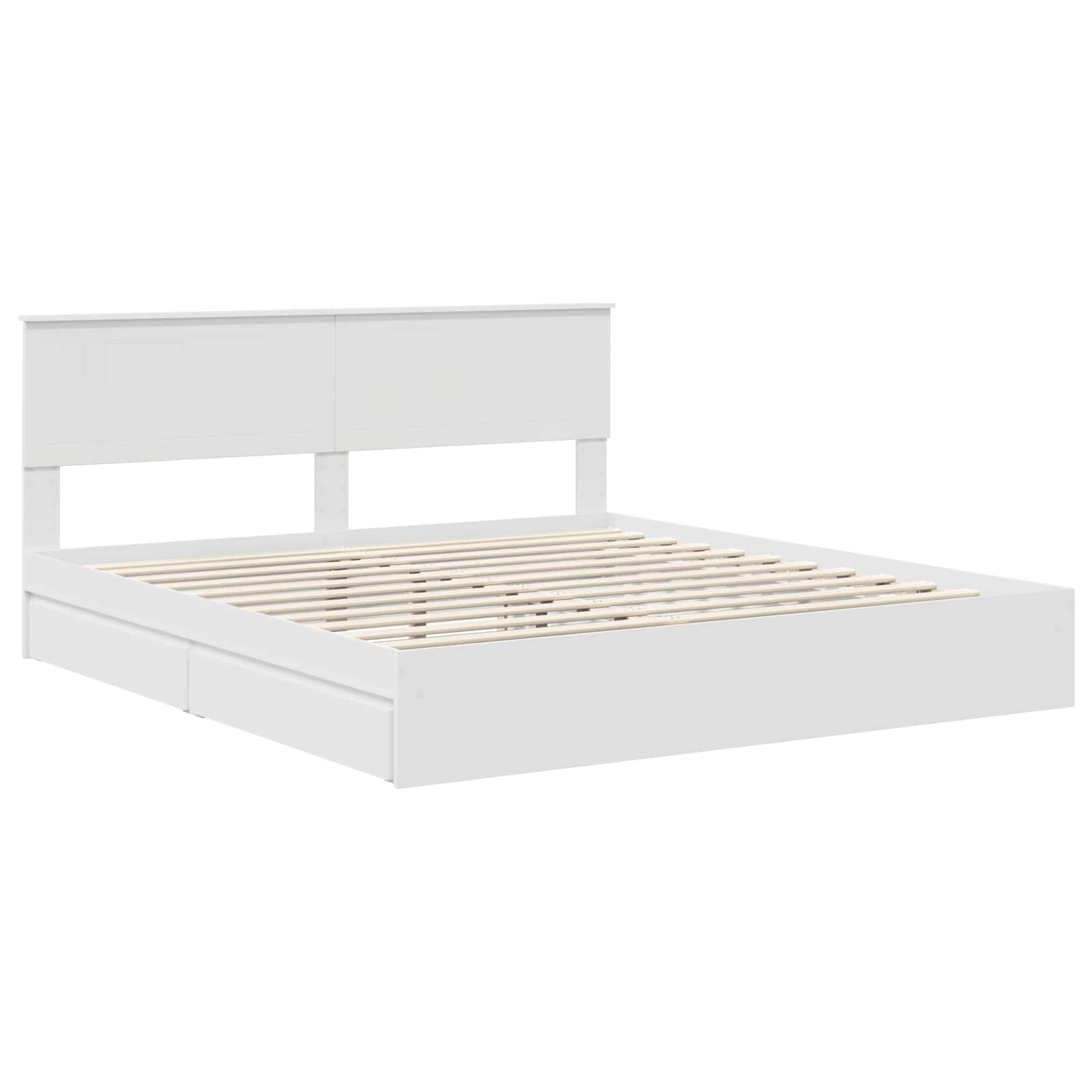 Opslag bed met hoofdeinde Wit 180 x 200 cm Bewerkt hout
