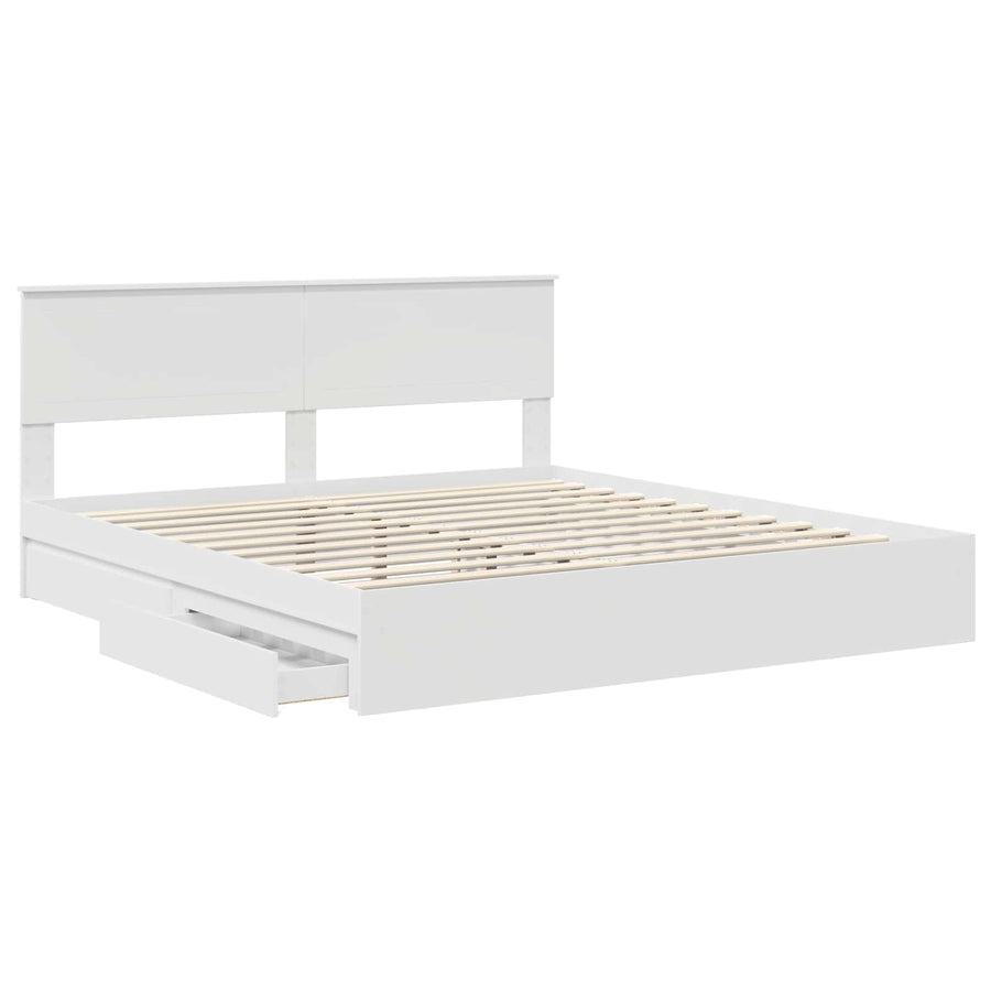 Opslag bed met hoofdeinde Wit 180 x 200 cm Bewerkt hout