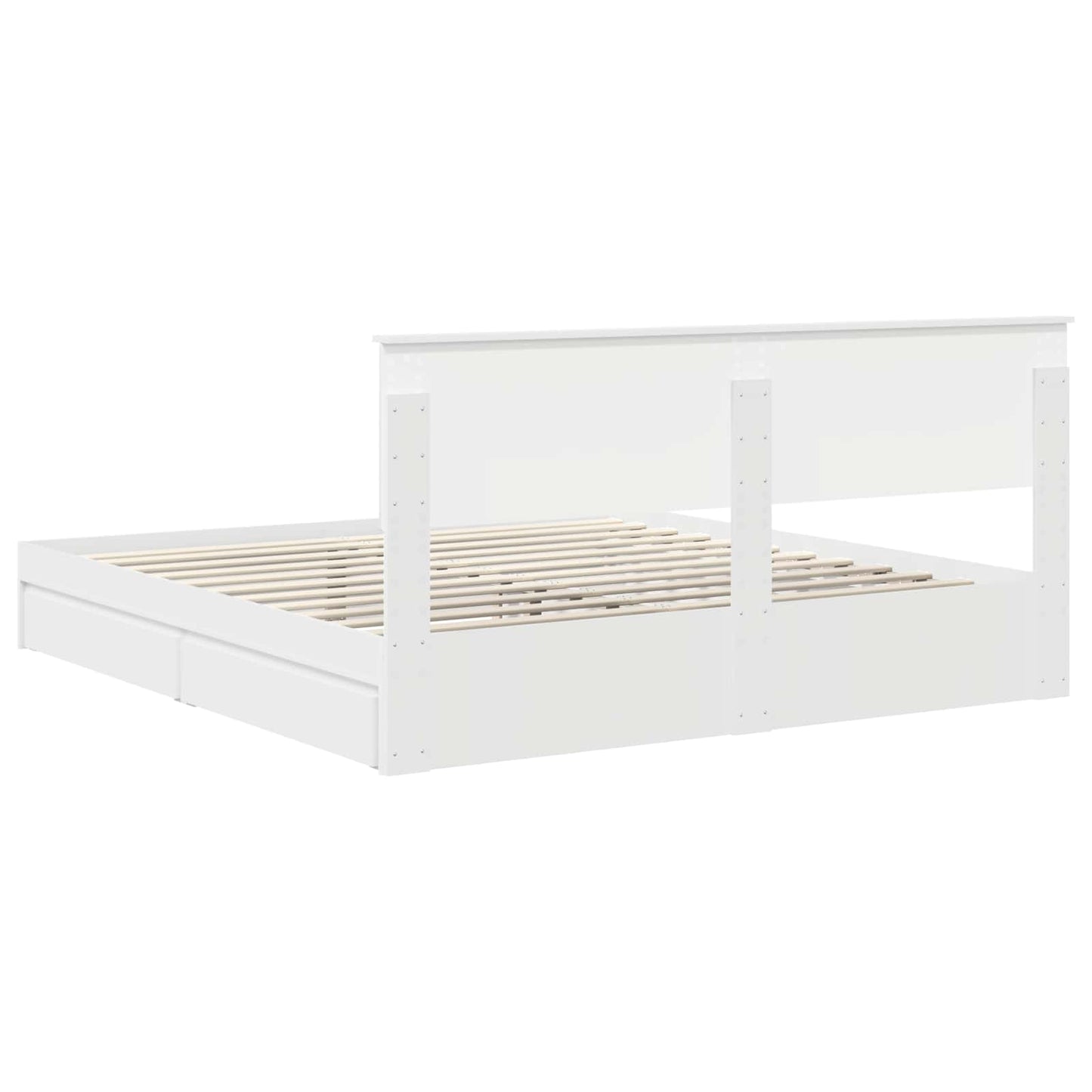 Opslag bed met hoofdeinde Wit 180 x 200 cm Bewerkt hout