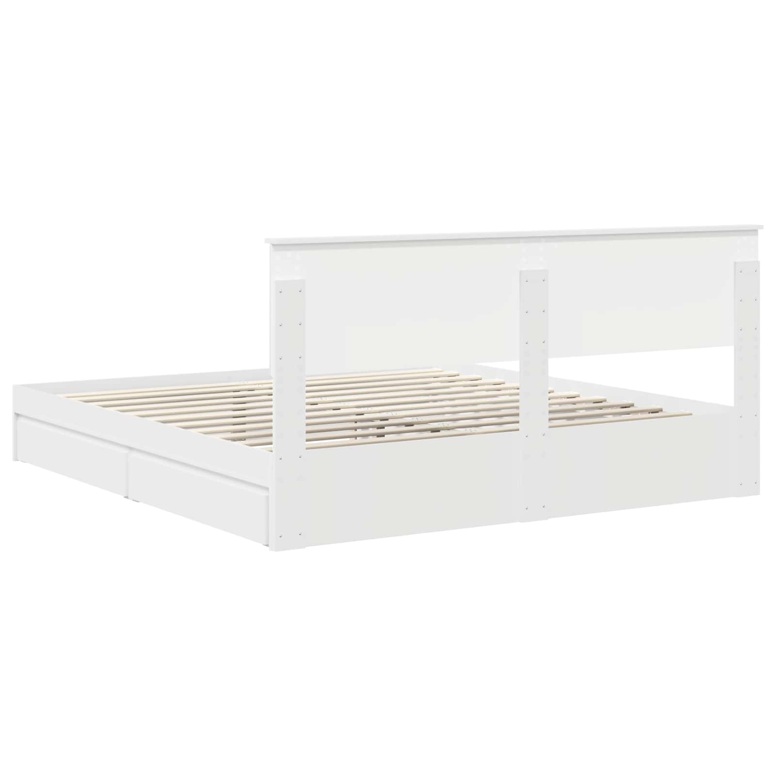 Opslag bed met hoofdeinde Wit 180 x 200 cm Bewerkt hout