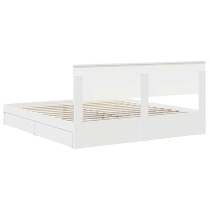 Opslag bed met hoofdeinde Wit 180 x 200 cm Bewerkt hout