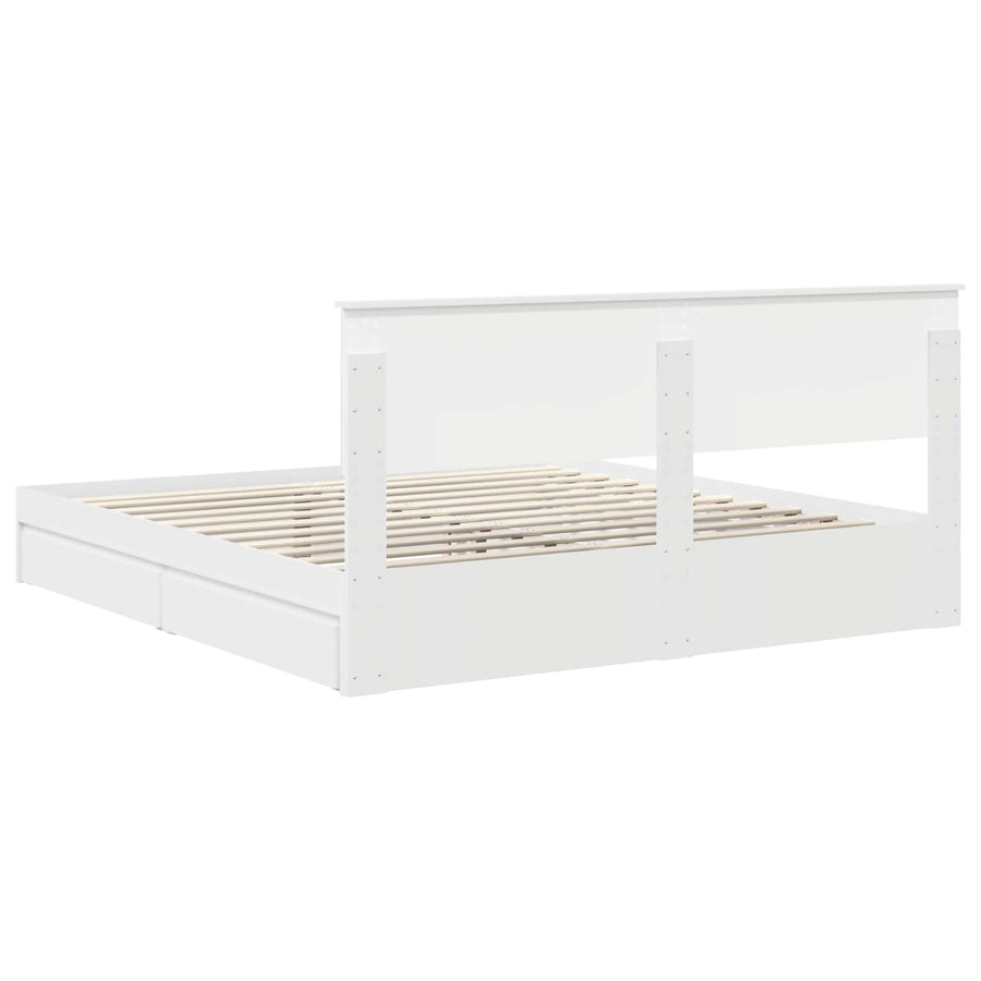 Opslag bed met hoofdeinde Wit 180 x 200 cm Bewerkt hout