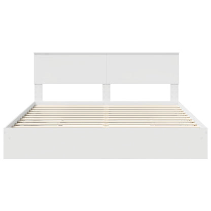 Opslag bed met hoofdeinde Wit 180 x 200 cm Bewerkt hout