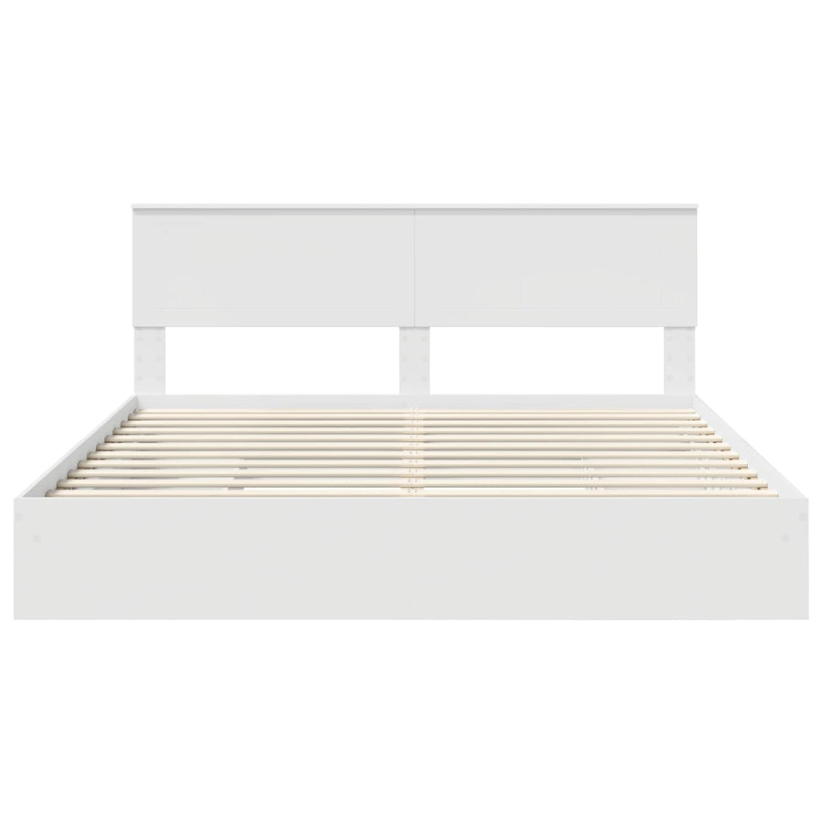 Opslag bed met hoofdeinde Wit 180 x 200 cm Bewerkt hout