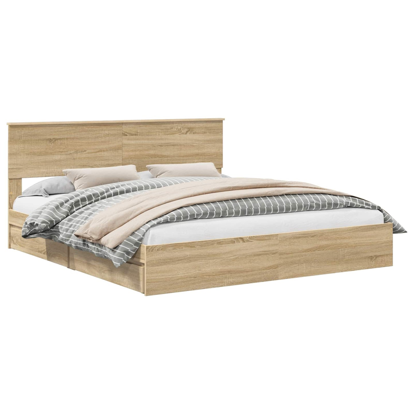 Opslag bed met lade Sonoma Eiken 180 x 200 cm Bewerkt hout
