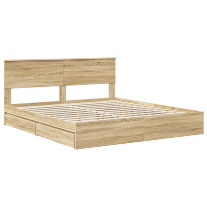 Opslag bed met lade Sonoma Eiken 180 x 200 cm Bewerkt hout