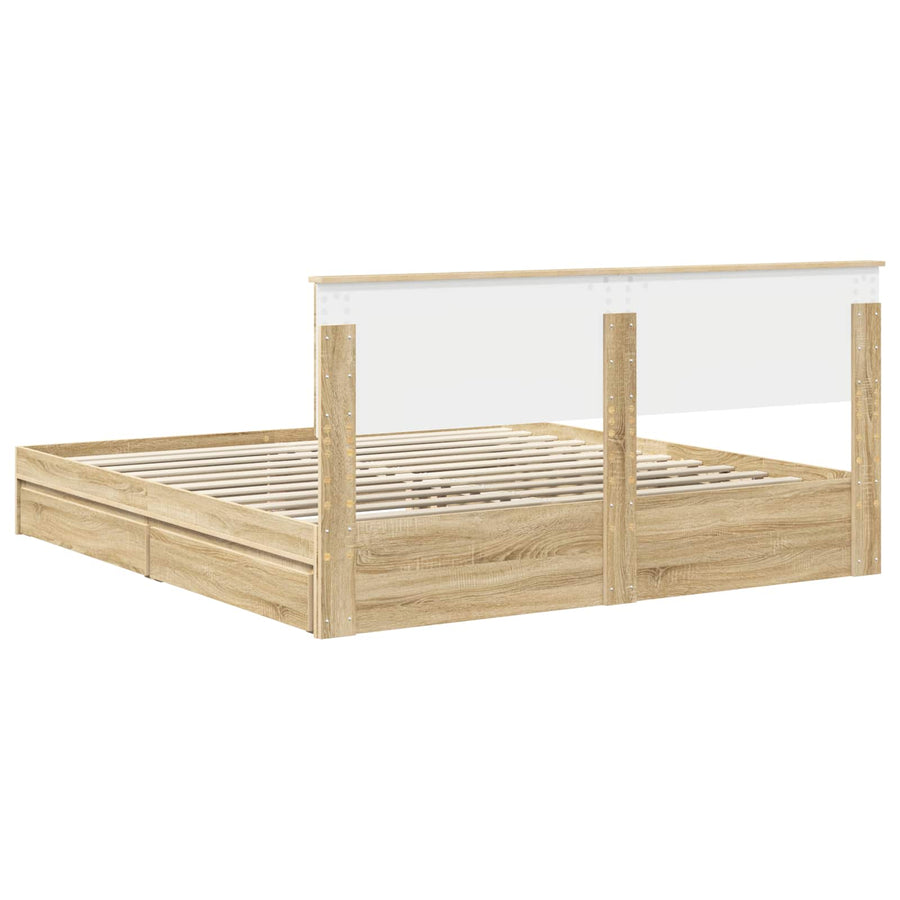 Opslag bed met lade Sonoma Eiken 180 x 200 cm Bewerkt hout