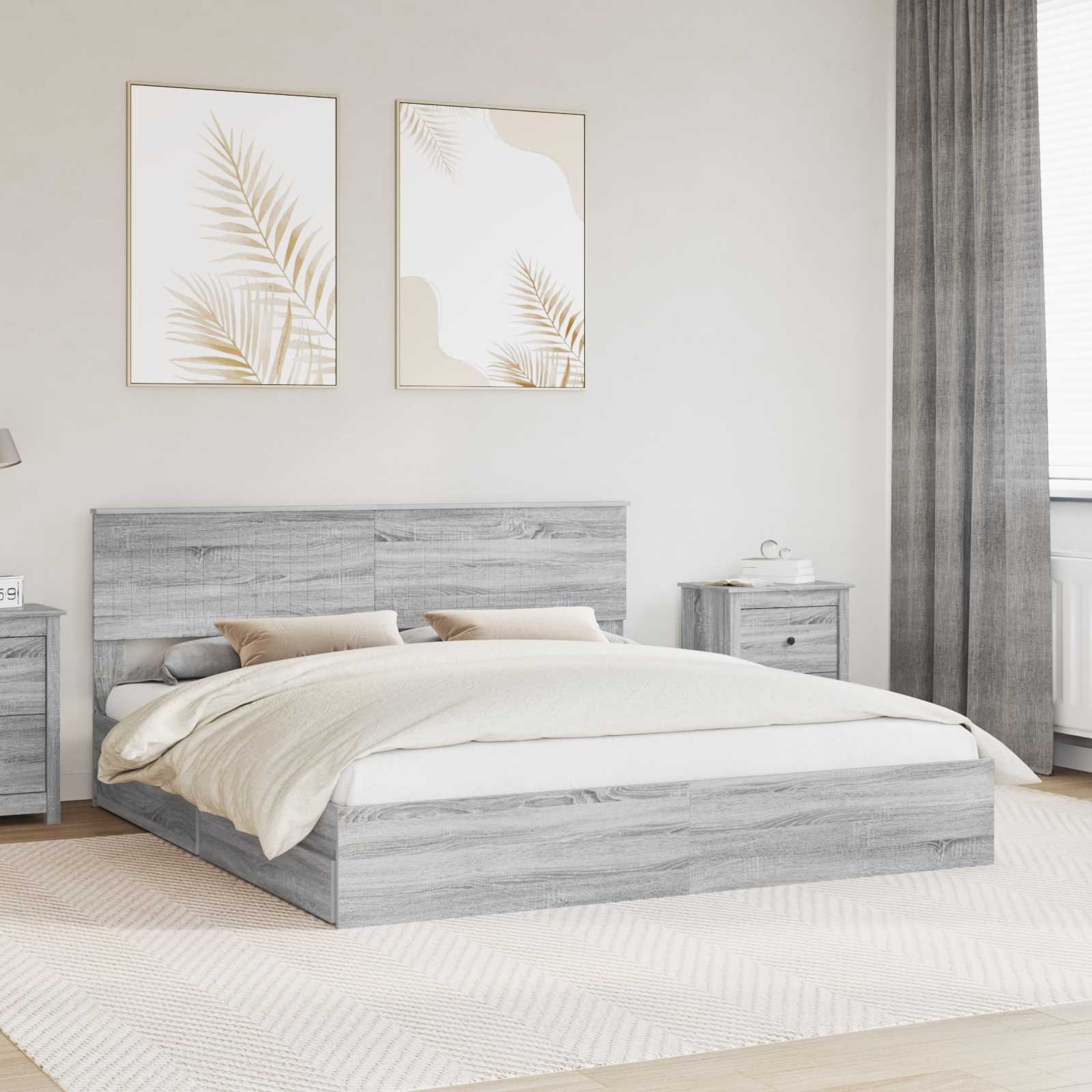 Bedframe met lade Grijs Sonoma 180 x 200 cm Bewerkt hout