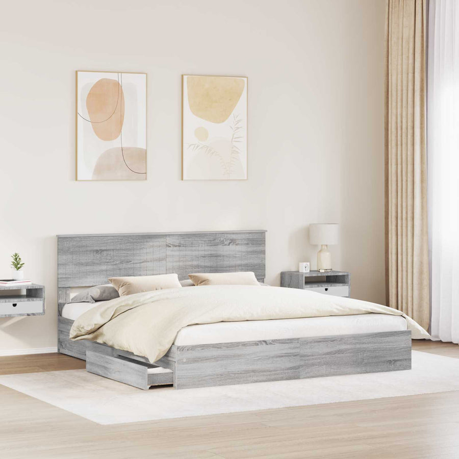 Bedframe met lade Grijs Sonoma 180 x 200 cm Bewerkt hout