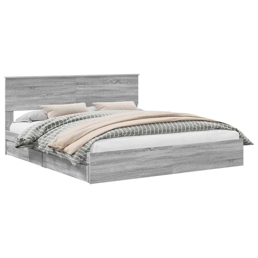 Bedframe met lade Grijs Sonoma 180 x 200 cm Bewerkt hout