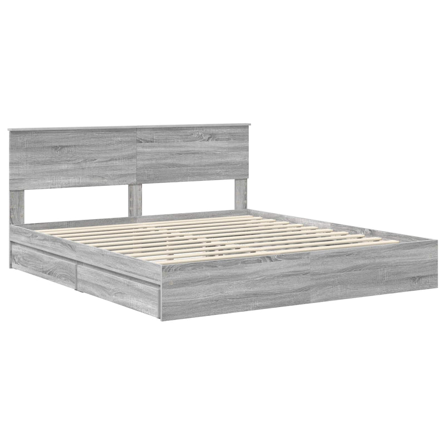 Bedframe met lade Grijs Sonoma 180 x 200 cm Bewerkt hout