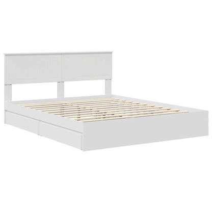 Opslag bed met hoofdeinde Wit 160 x 200 cm Bewerkt hout