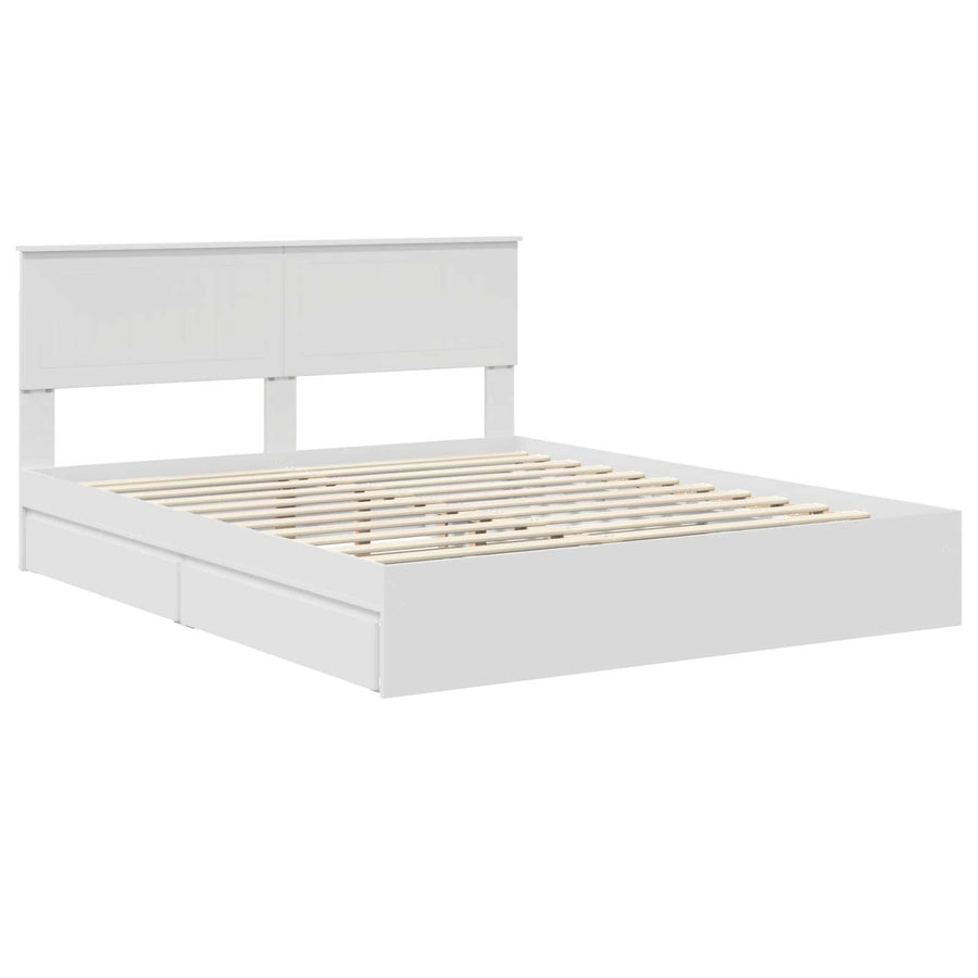 Opslag bed met hoofdeinde Wit 160 x 200 cm Bewerkt hout