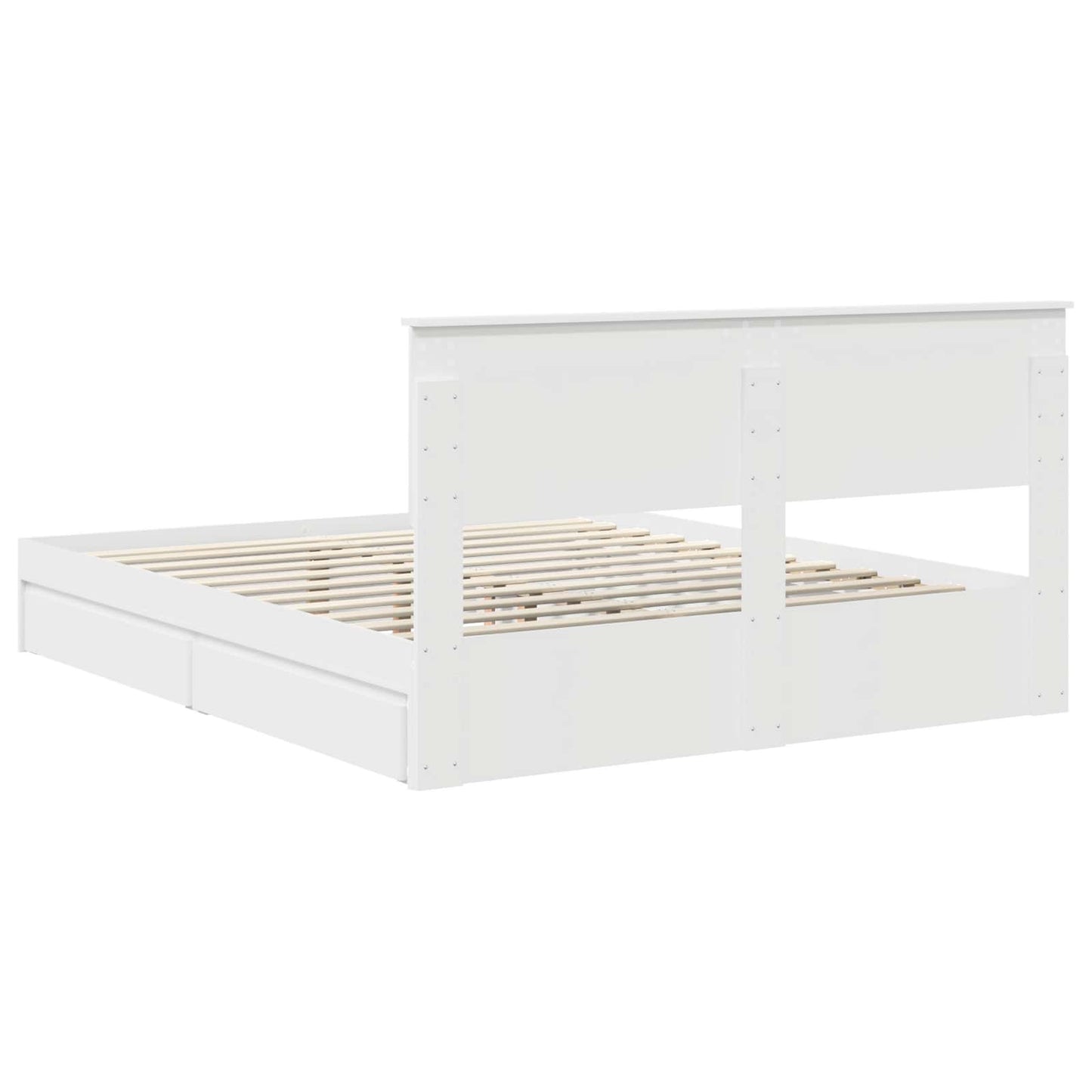 Opslag bed met hoofdeinde Wit 160 x 200 cm Bewerkt hout