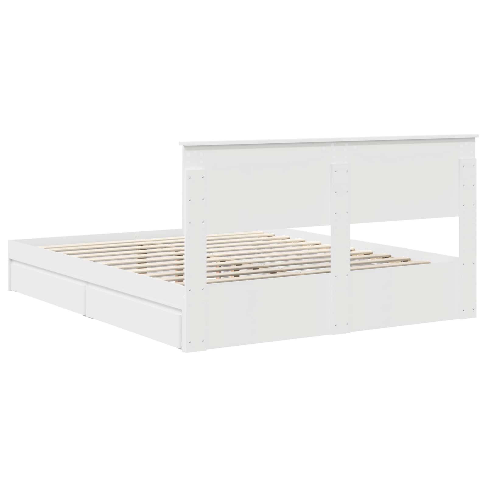 Opslag bed met hoofdeinde Wit 160 x 200 cm Bewerkt hout