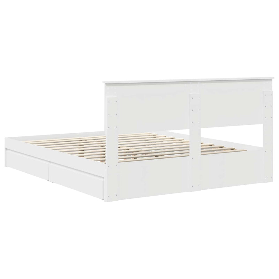 Opslag bed met hoofdeinde Wit 160 x 200 cm Bewerkt hout