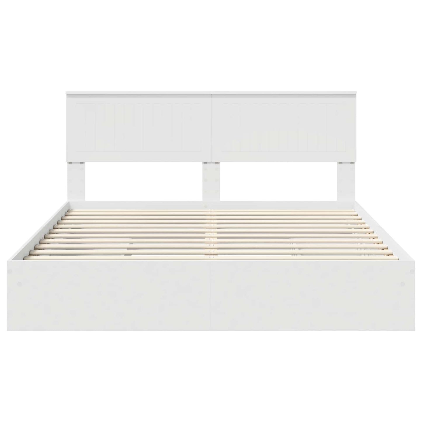 Opslag bed met hoofdeinde Wit 160 x 200 cm Bewerkt hout