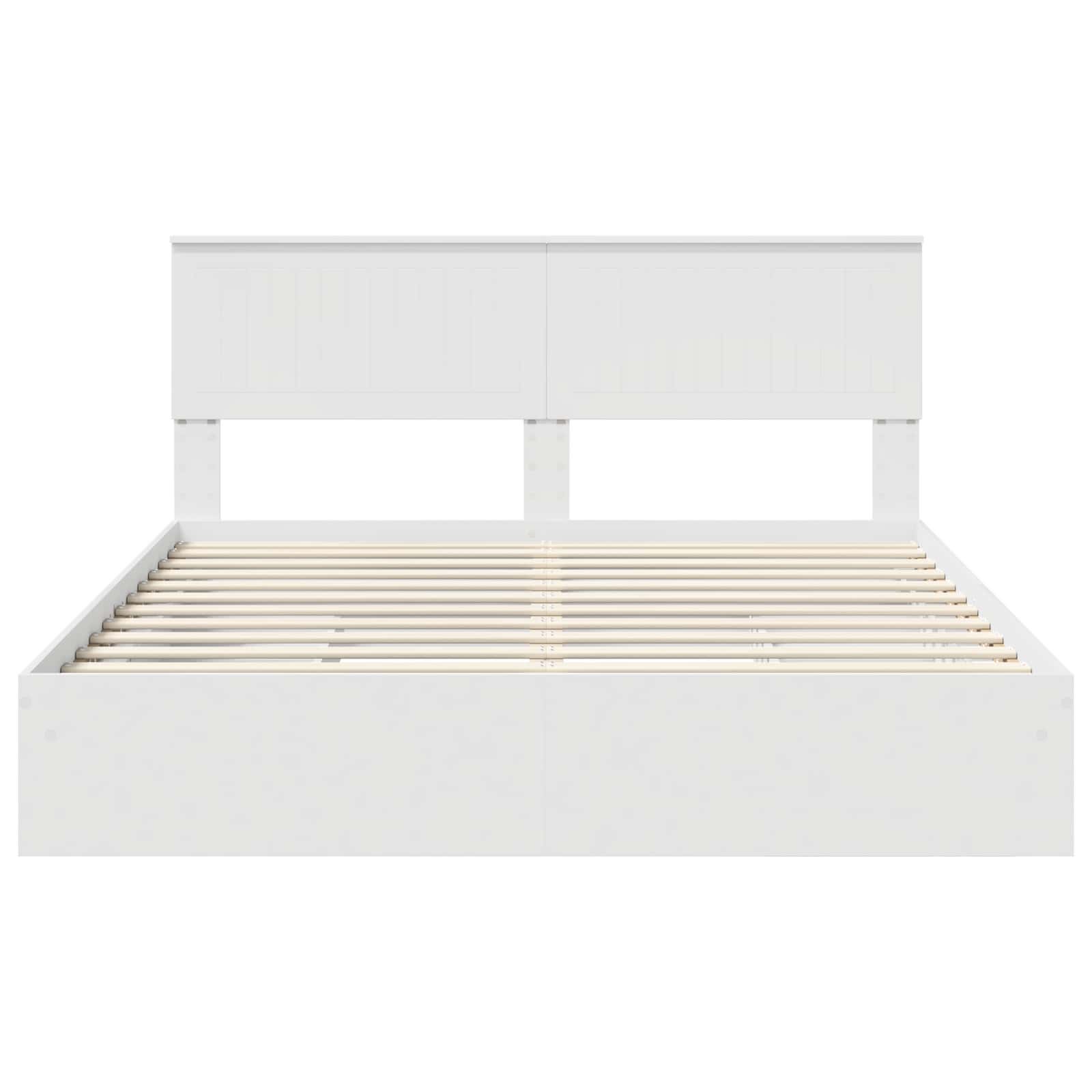 Opslag bed met hoofdeinde Wit 160 x 200 cm Bewerkt hout