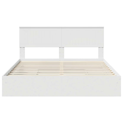 Opslag bed met hoofdeinde Wit 160 x 200 cm Bewerkt hout