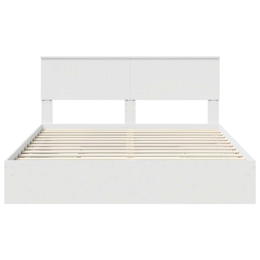 Opslag bed met hoofdeinde Wit 160 x 200 cm Bewerkt hout