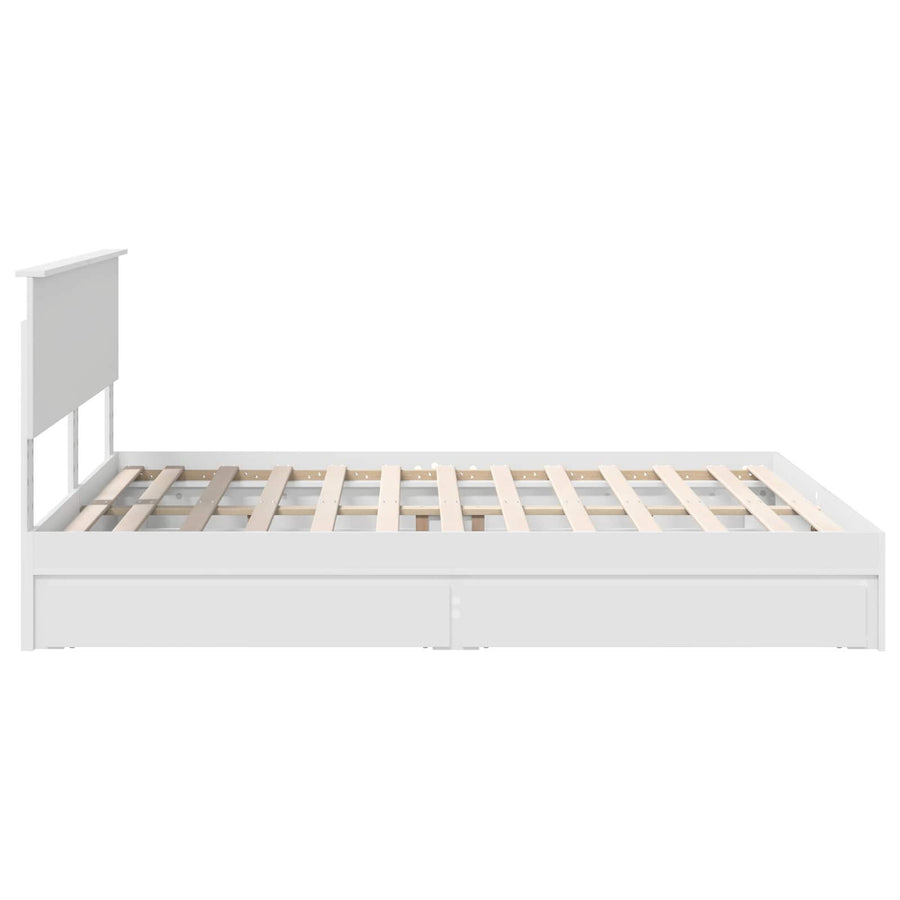 Opslag bed met hoofdeinde Wit 160 x 200 cm Bewerkt hout