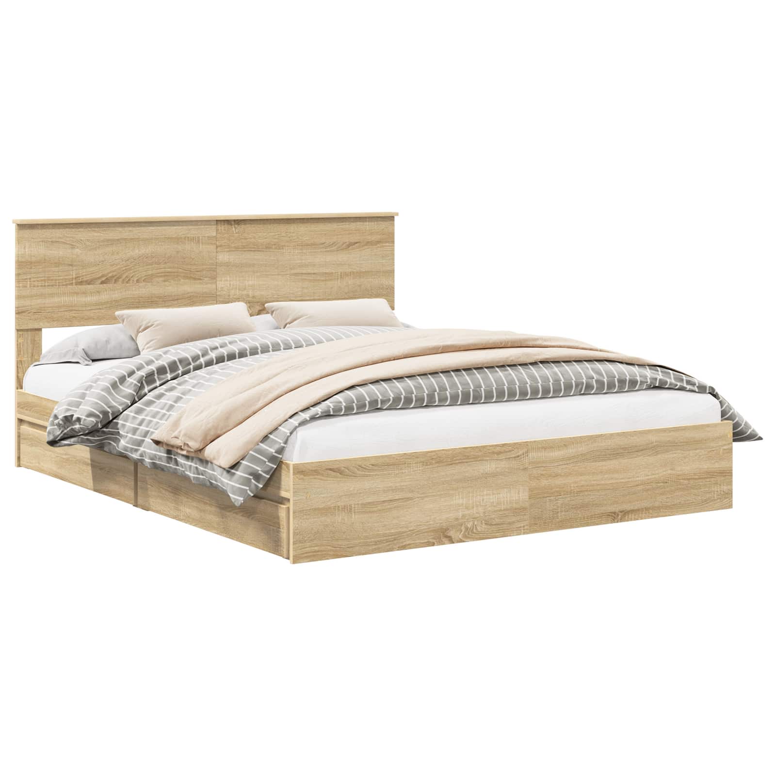 Opslag bed met lade Sonoma Eiken 160 x 200 cm Bewerkt hout