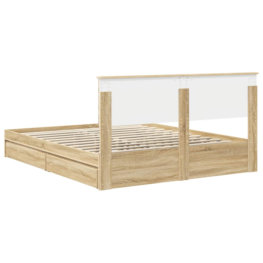 Opslag bed met lade Sonoma Eiken 160 x 200 cm Bewerkt hout