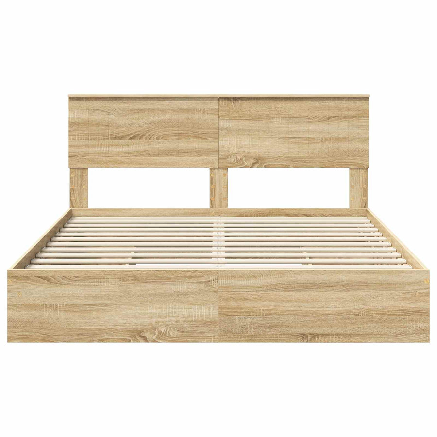Opslag bed met lade Sonoma Eiken 160 x 200 cm Bewerkt hout