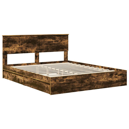Bedframe met lade met hoofdeinde met opslag Bewerkt hout