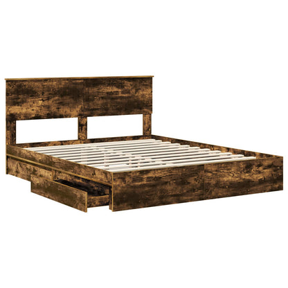 Bedframe met lade met hoofdeinde met opslag Bewerkt hout