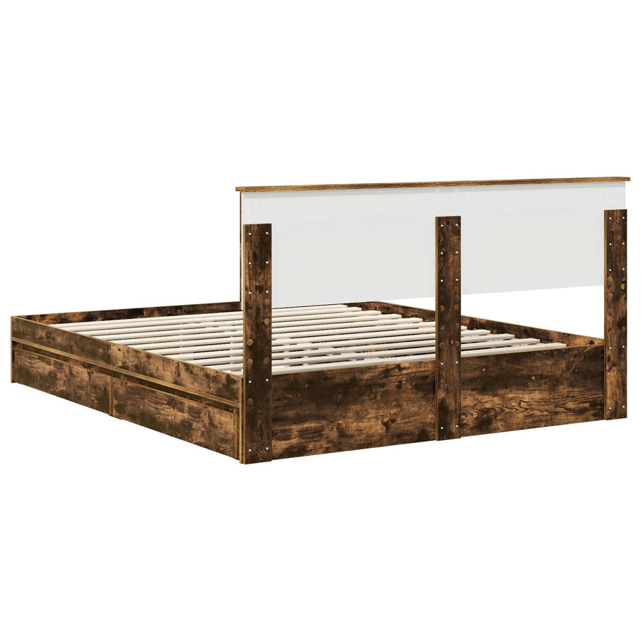 Bedframe met lade met hoofdeinde met opslag Bewerkt hout