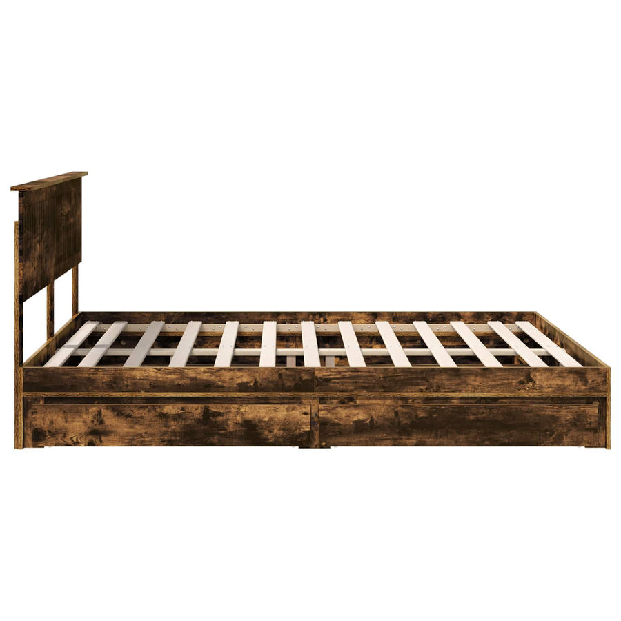 Bedframe met lade met hoofdeinde met opslag Bewerkt hout