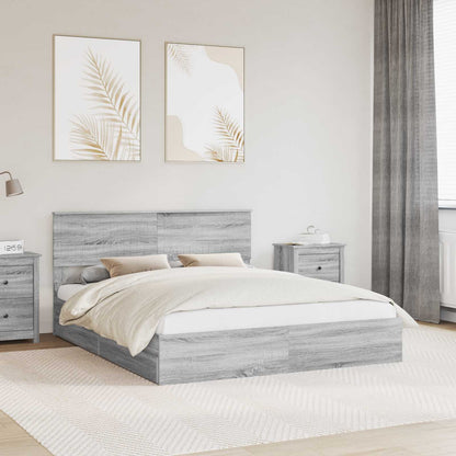 Bedframe met lade Grijs Sonoma 160 x 200 cm Bewerkt hout
