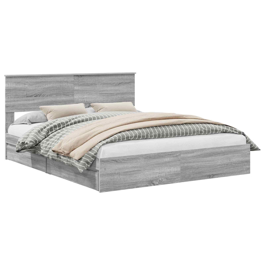Bedframe met lade Grijs Sonoma 160 x 200 cm Bewerkt hout