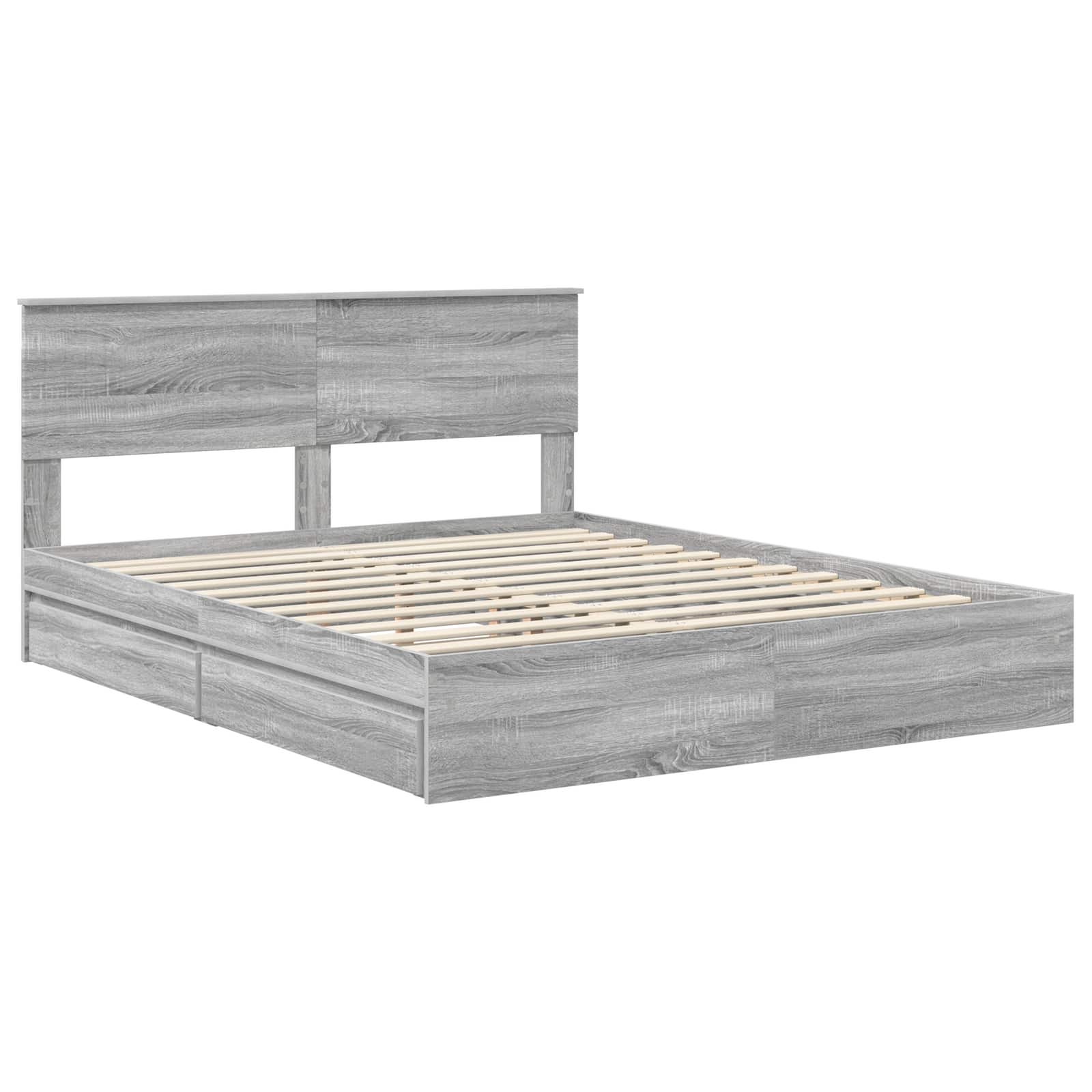 Bedframe met lade Grijs Sonoma 160 x 200 cm Bewerkt hout