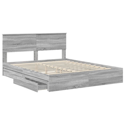 Bedframe met lade Grijs Sonoma 160 x 200 cm Bewerkt hout