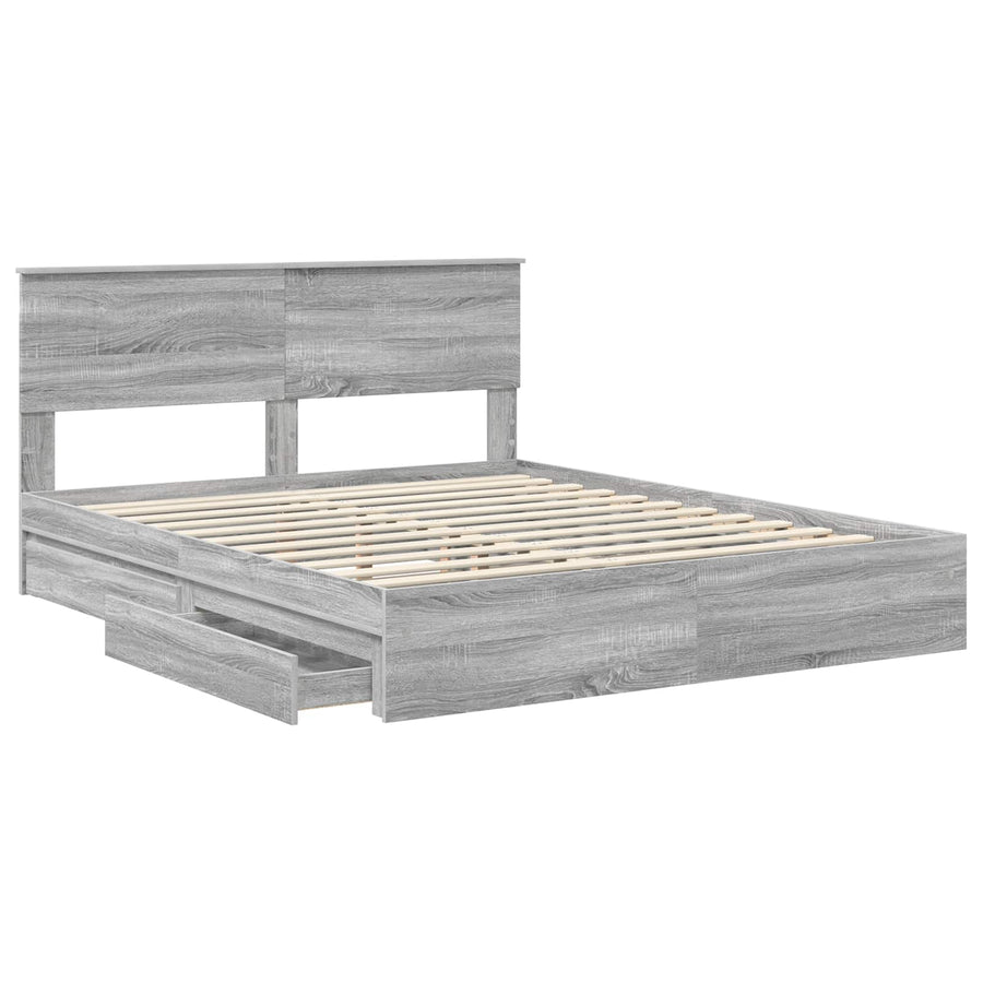 Bedframe met lade Grijs Sonoma 160 x 200 cm Bewerkt hout