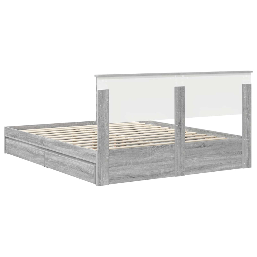 Bedframe met lade Grijs Sonoma 160 x 200 cm Bewerkt hout