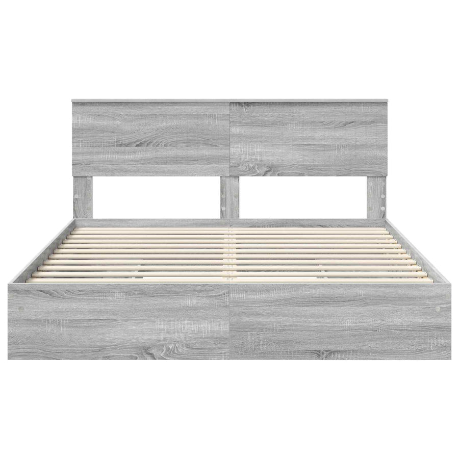 Bedframe met lade Grijs Sonoma 160 x 200 cm Bewerkt hout