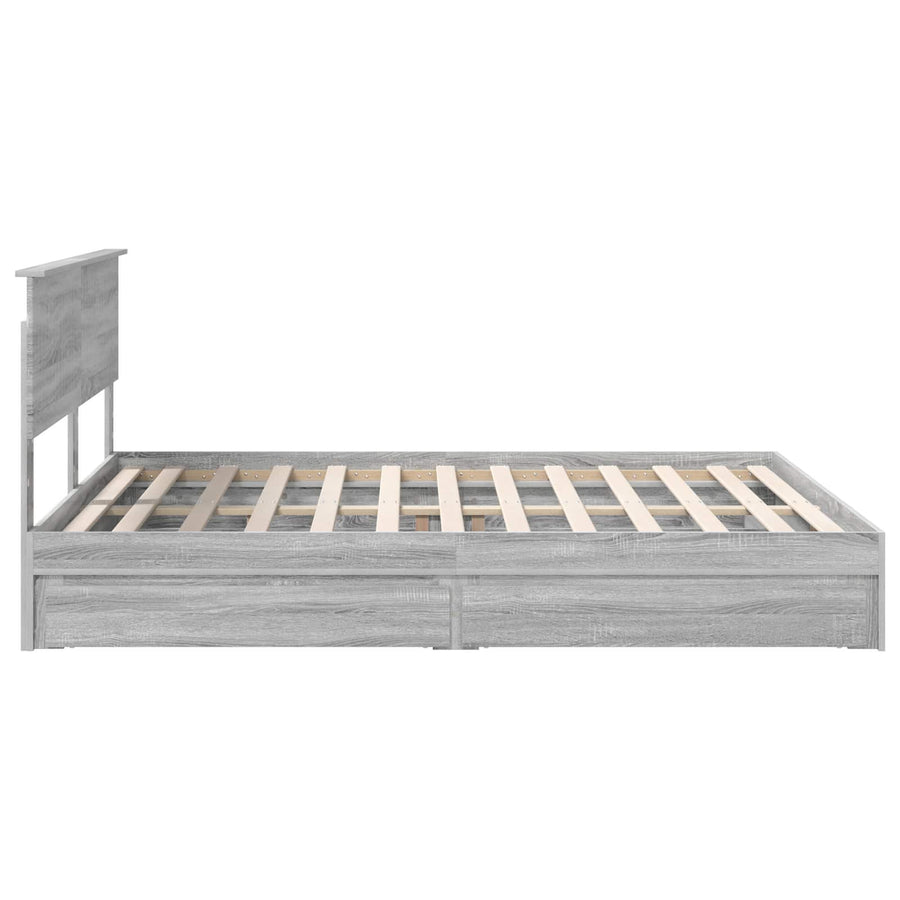 Bedframe met lade Grijs Sonoma 160 x 200 cm Bewerkt hout