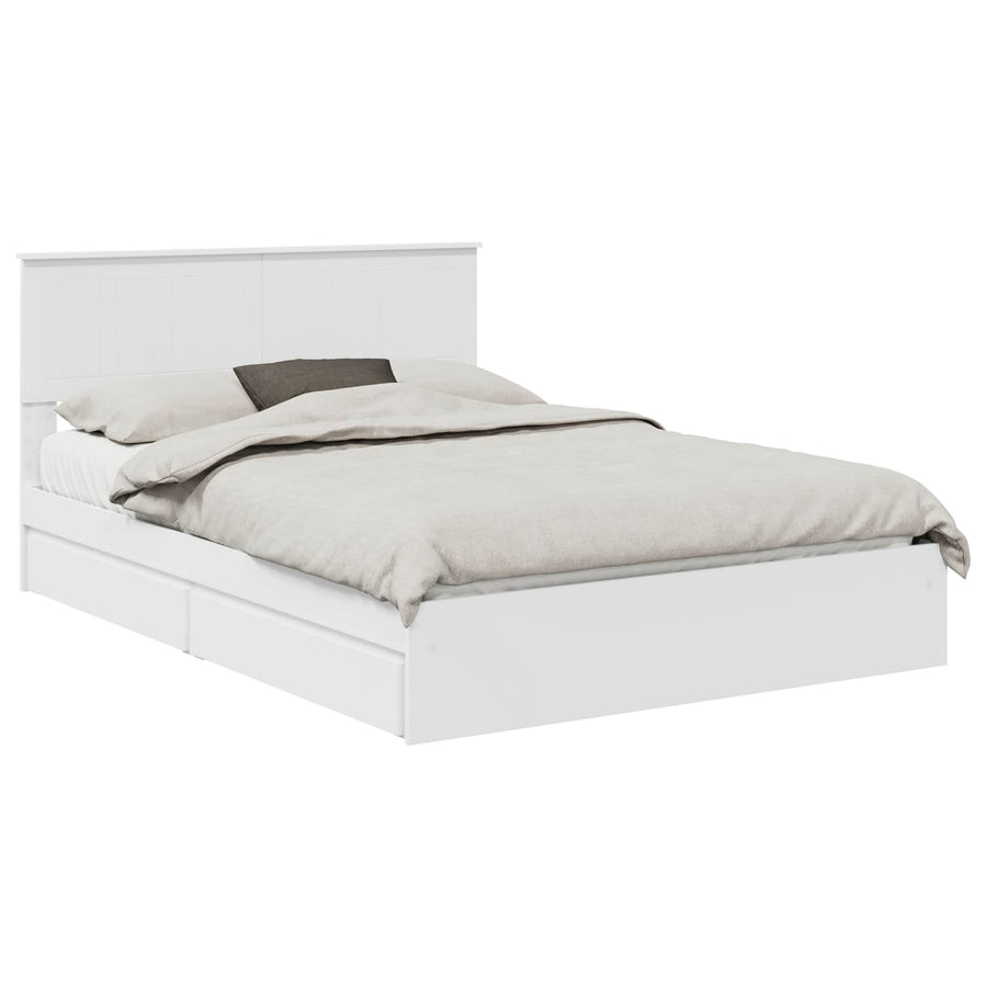Opslag bed met hoofdeinde Wit 140 x 200 cm Bewerkt hout