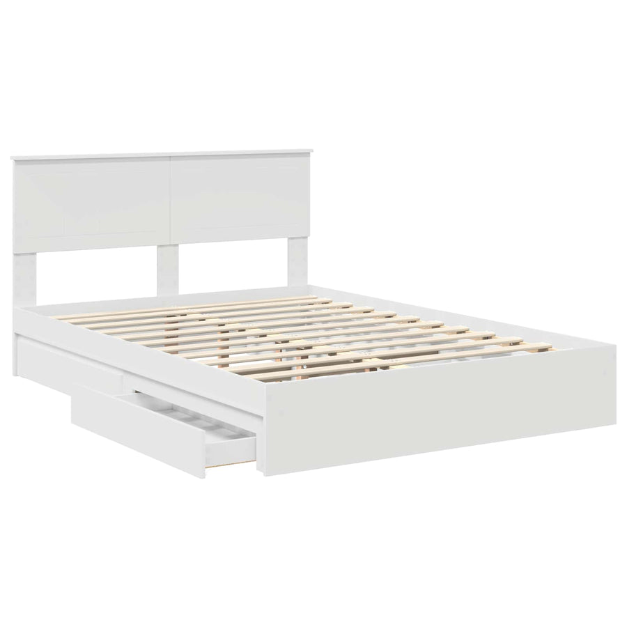 Opslag bed met hoofdeinde Wit 140 x 200 cm Bewerkt hout