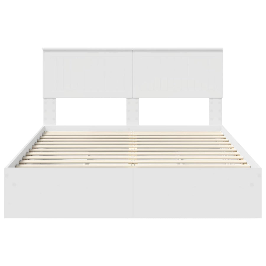 Opslag bed met hoofdeinde Wit 140 x 200 cm Bewerkt hout