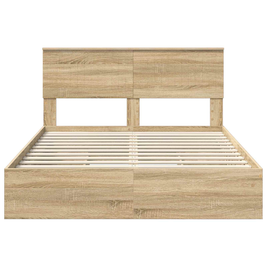 Opslag bed met lade Sonoma Eiken 140 x 200 cm Bewerkt hout