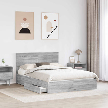 Bedframe met lade Grijs Sonoma 140 x 200 cm Bewerkt hout