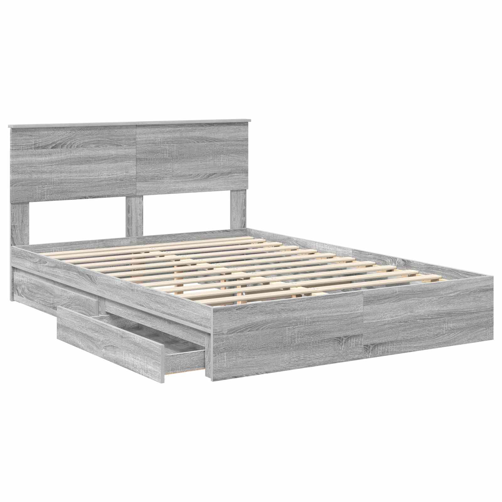 Bedframe met lade Grijs Sonoma 140 x 200 cm Bewerkt hout