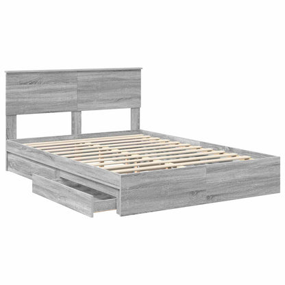 Bedframe met lade Grijs Sonoma 140 x 200 cm Bewerkt hout