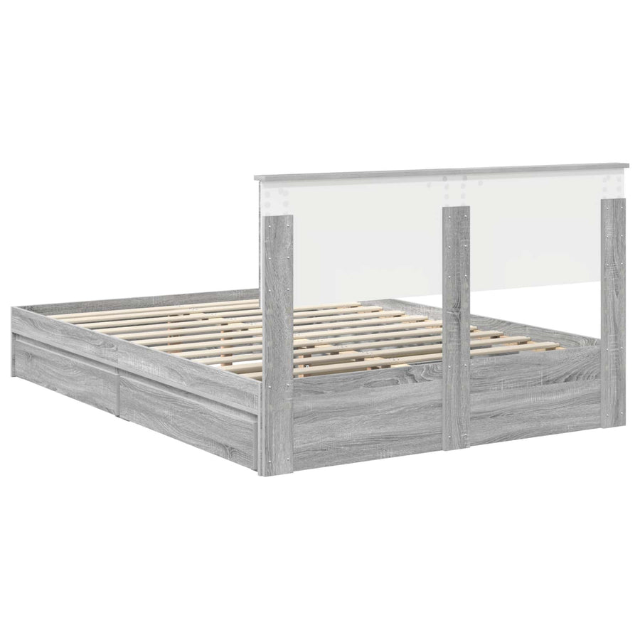 Bedframe met lade Grijs Sonoma 140 x 200 cm Bewerkt hout